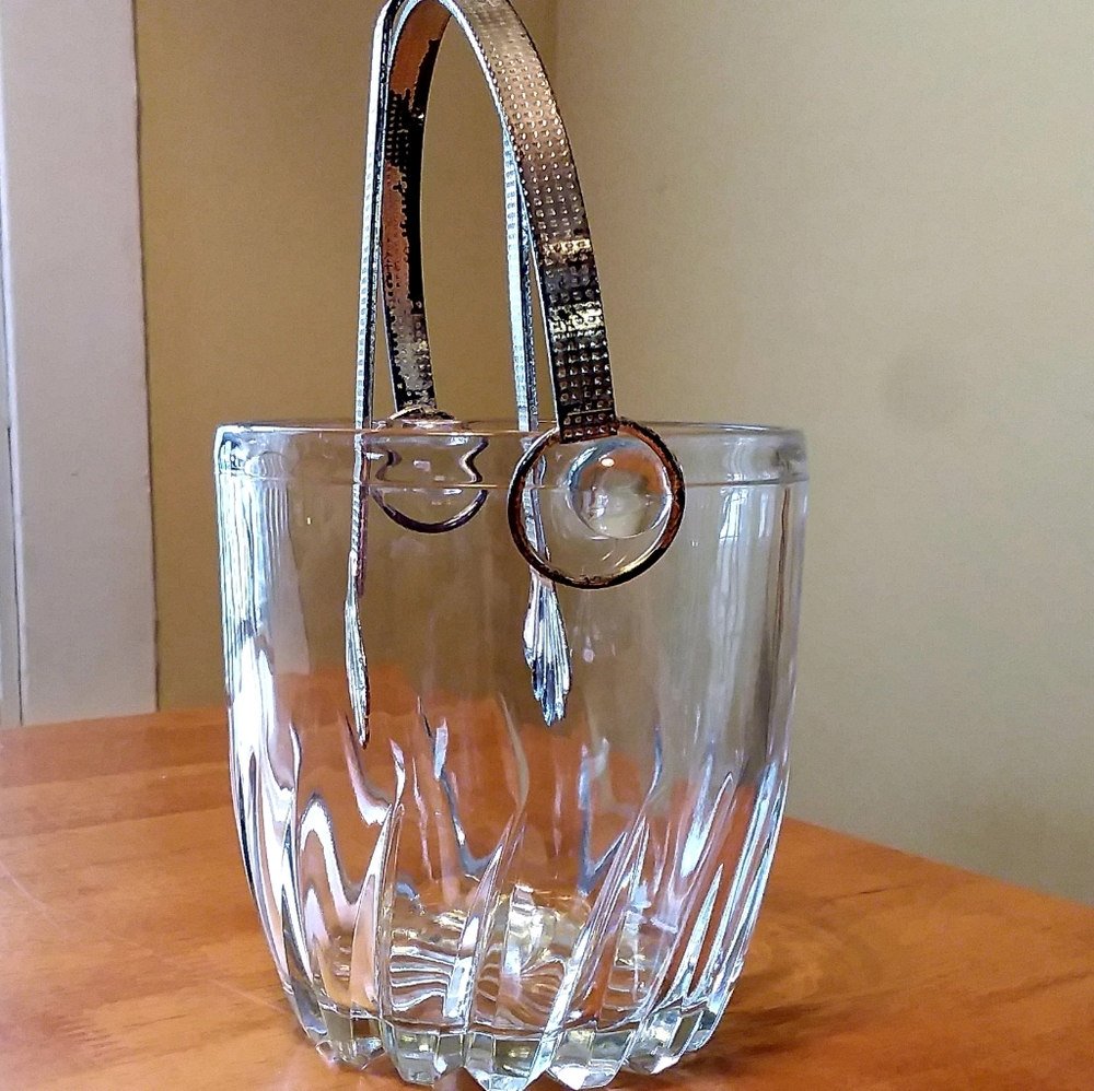 Vntg Ice Bucket Glass Handle Tongs - Picture 4 of 14